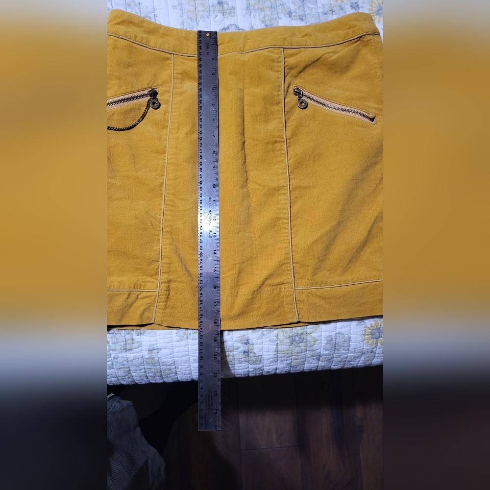 Anthropologie Taikonhu mustard velvet mini skirt 12